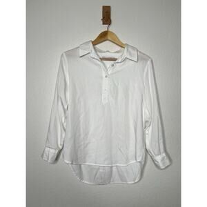 Billy T White Popover Blouse Size XSP Lyocell Minimalist Casual
